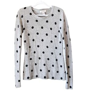 Olivia & Grace 100% Cashmere Gray‎ Long Sleeve Sweater M Polka Dots Essential